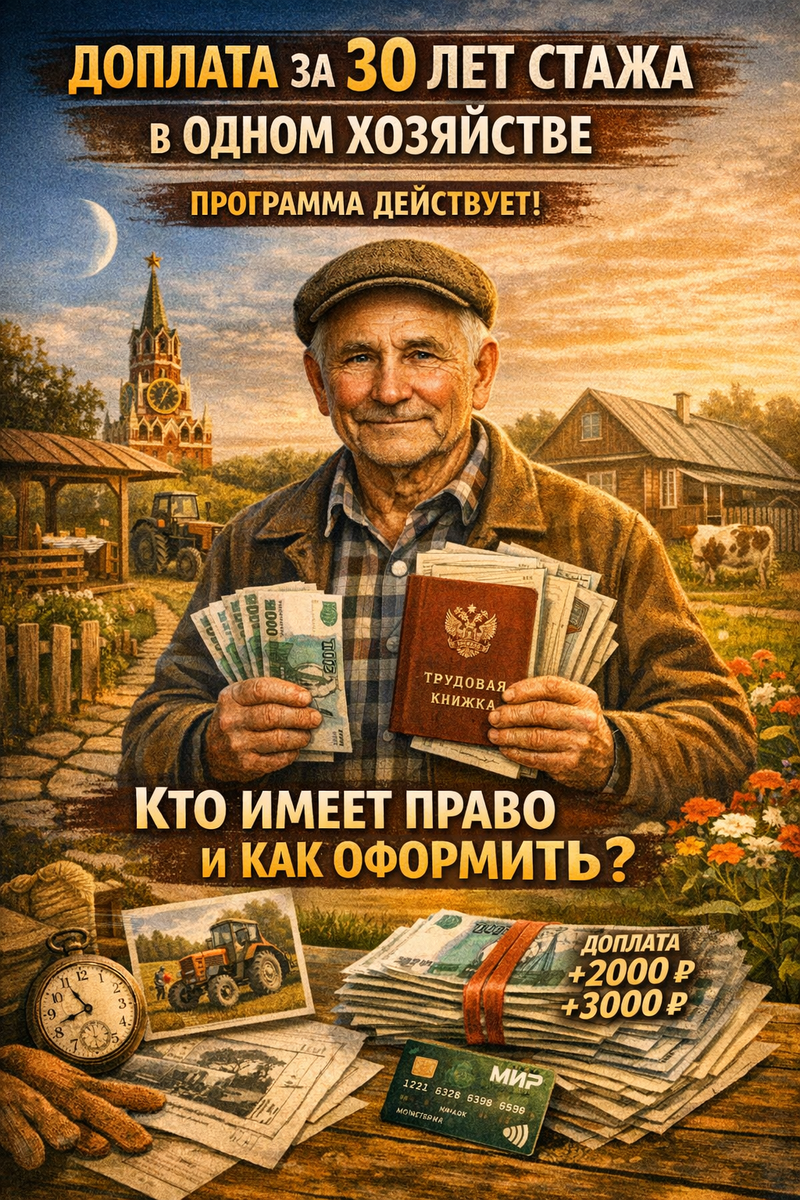 Как получить доплату за 30 лет трудового стажа в одном хозяйстве