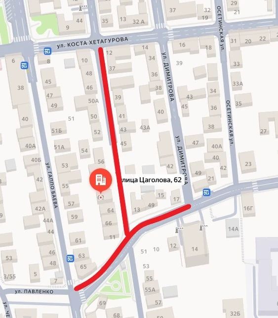 Внимание! Перекрытие!. Уважаемые горожане, в связи с проведением траурных мероприятий завтра, 7 мая с 10:00 до 17:00, будет временно прекращено движение: - по ул. Цаголова на участке от ул. Хетагурова до ул. Павленко