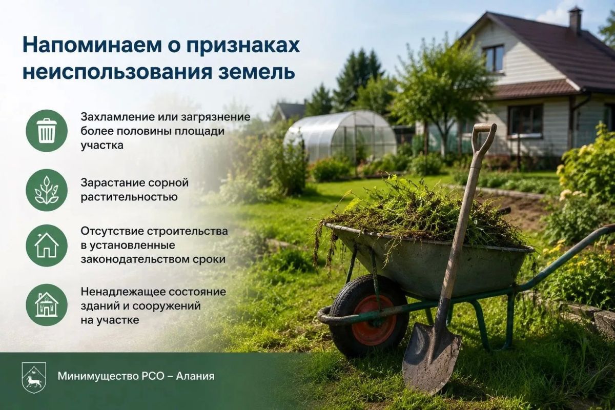 Минимущество РСО-Алания напоминает о признаках неиспользования земельных участков